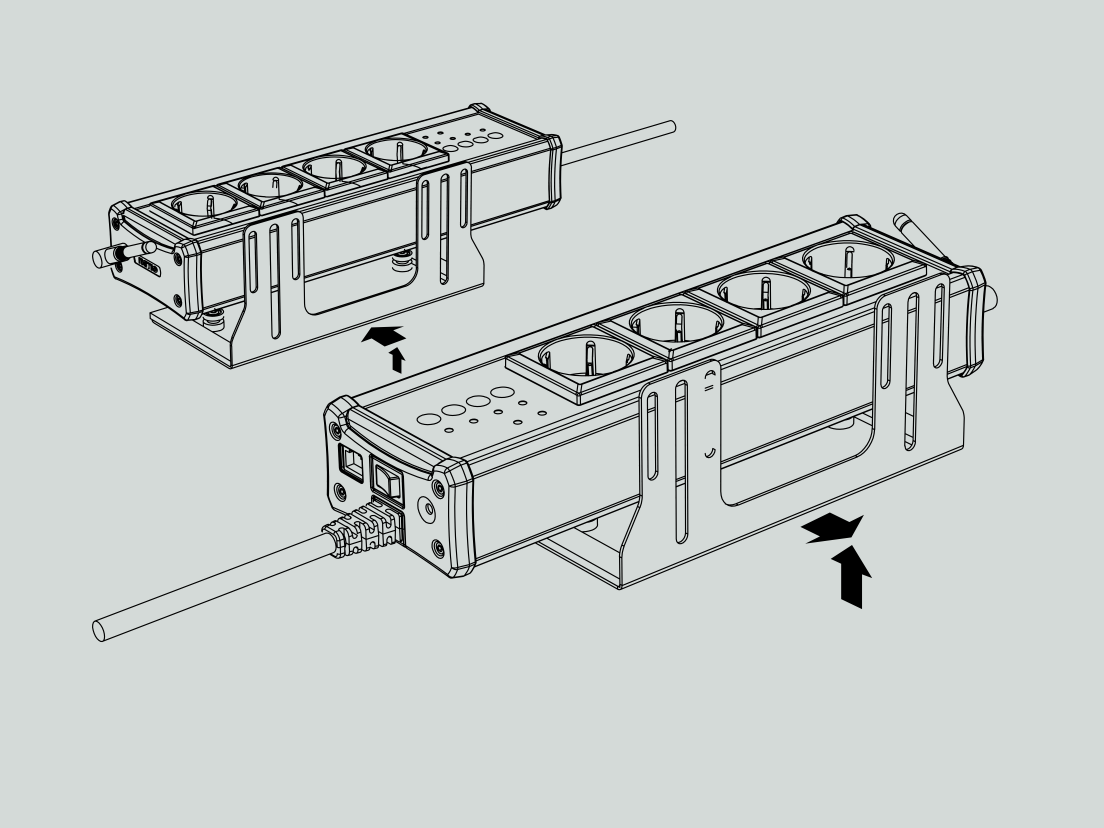 A metal bracket to fasten one NETIO 4 or NETIO 4All device to a vertical bar in a rack frame