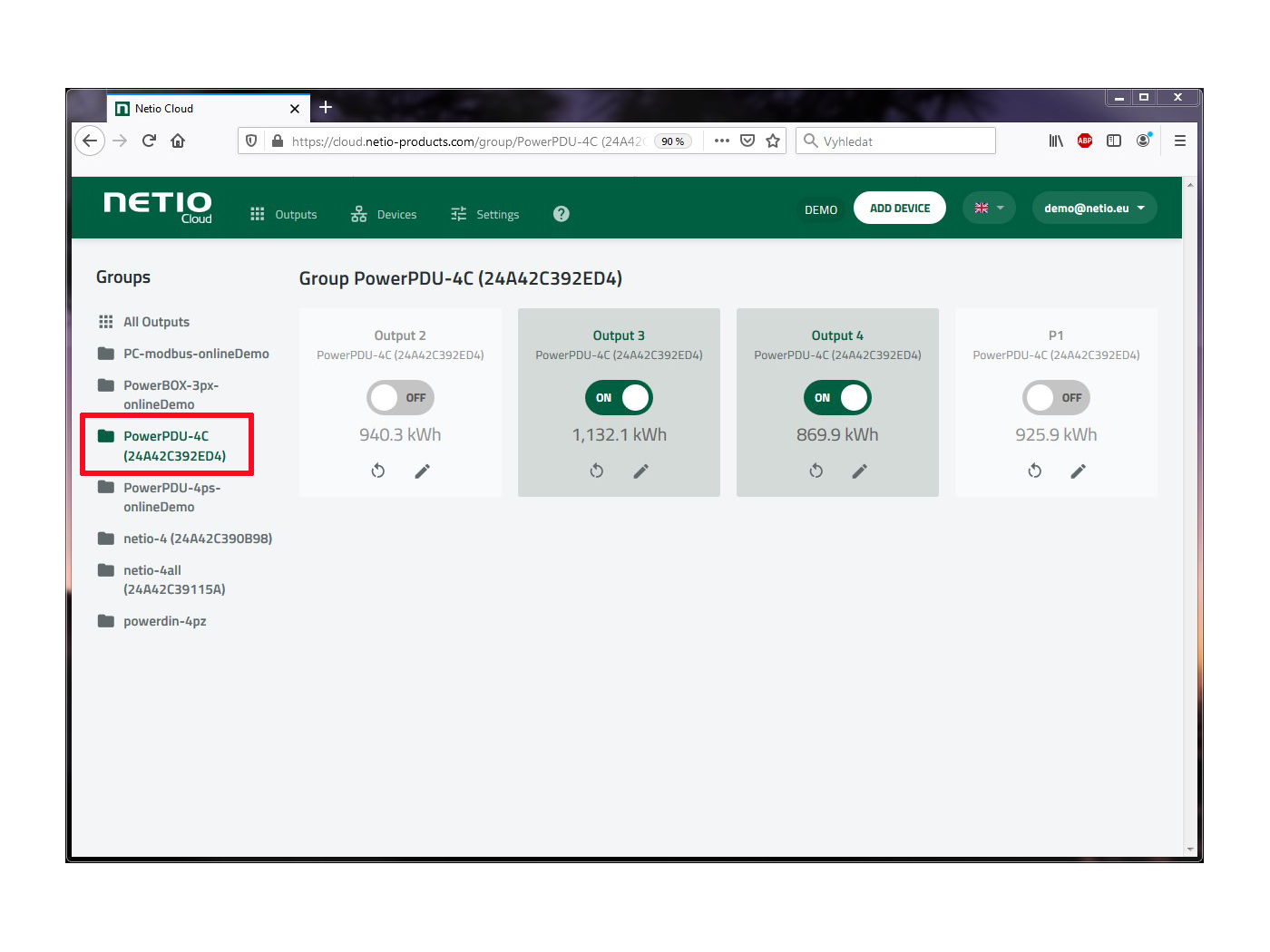 NETIO Cloud service for remote restart of NETIO power sockets