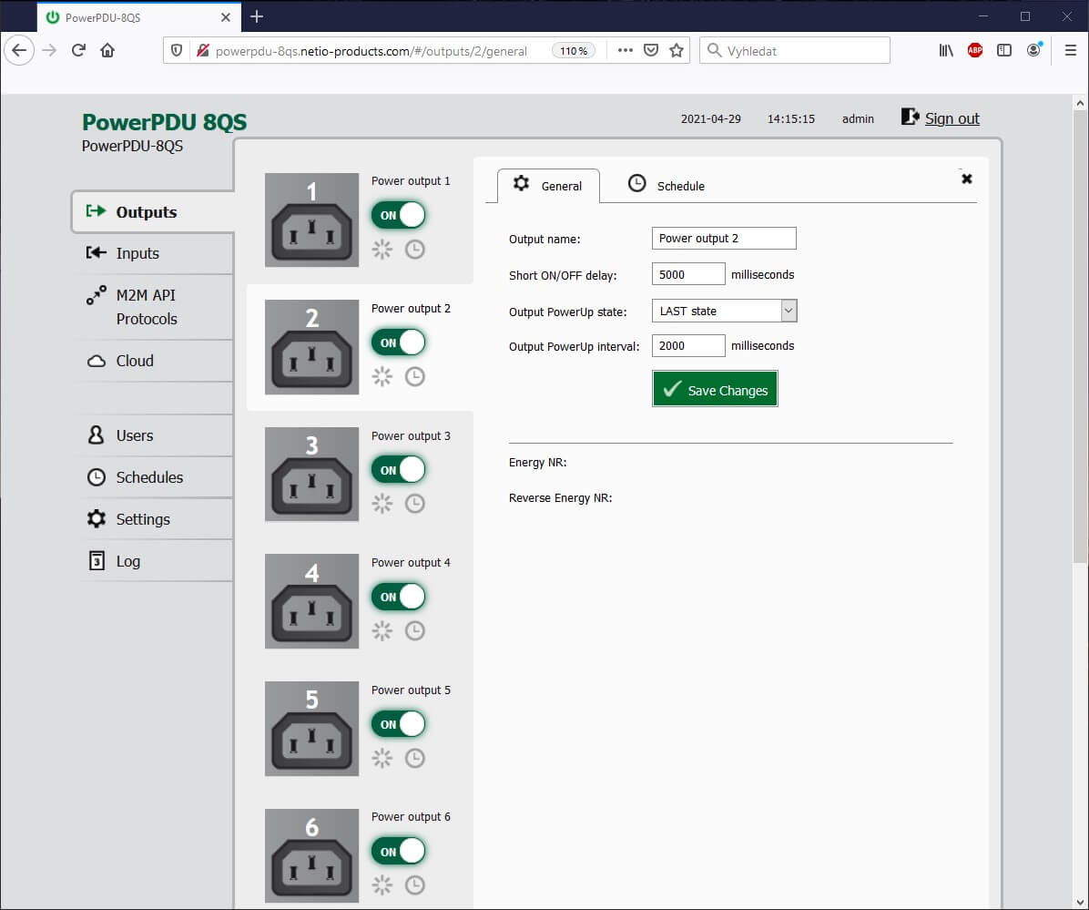 PowerUp state and PowerUp delay for sequence delayed switching can be confugured per output