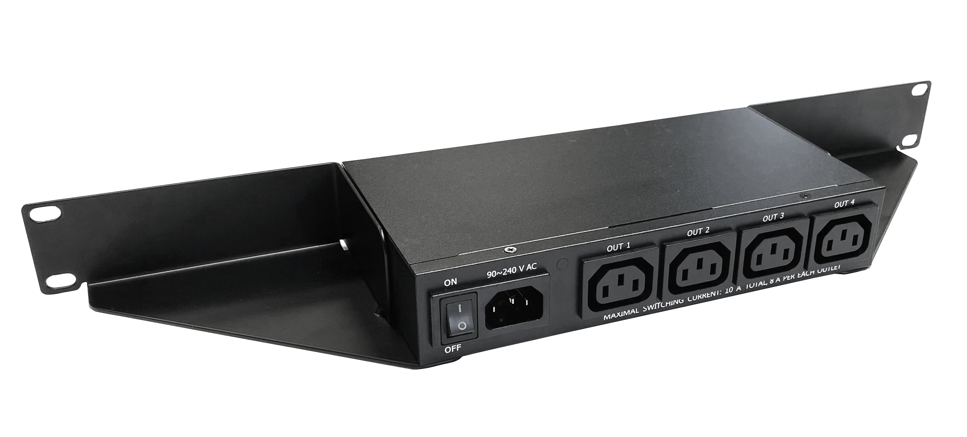 Back view of PowerPDU 4C with RM1 rack mount kit