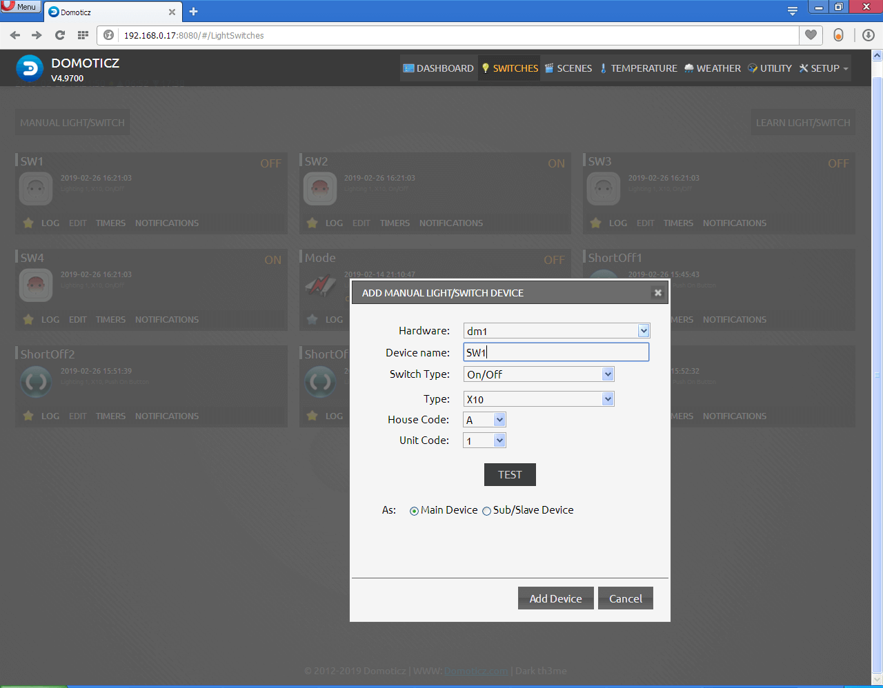 Switches dashboard of Domoticz with NETIO
