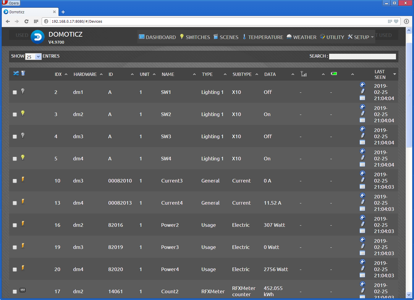 Setup devices in Domoticz