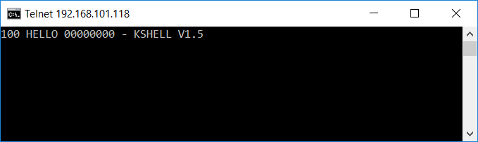 Dostanete odpověď podobnou této: 100 HELLO 00000000 - KSHELL V1.5: