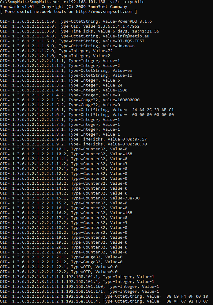 SnmpWalk ve Windows, SNMP v1