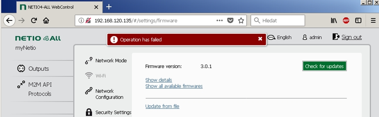 Operation has failed when disconnected from internet