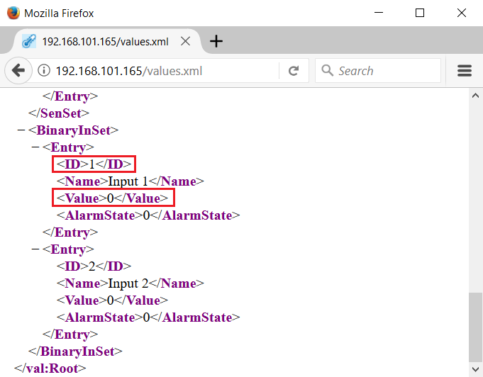 XML file sent by STE2 sensor