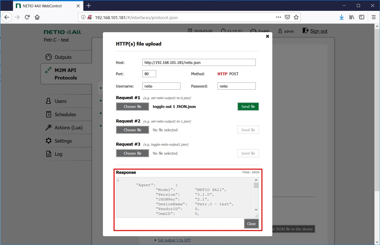 Response from NETIO smart power socket in NETIO HTTP(s) file upload