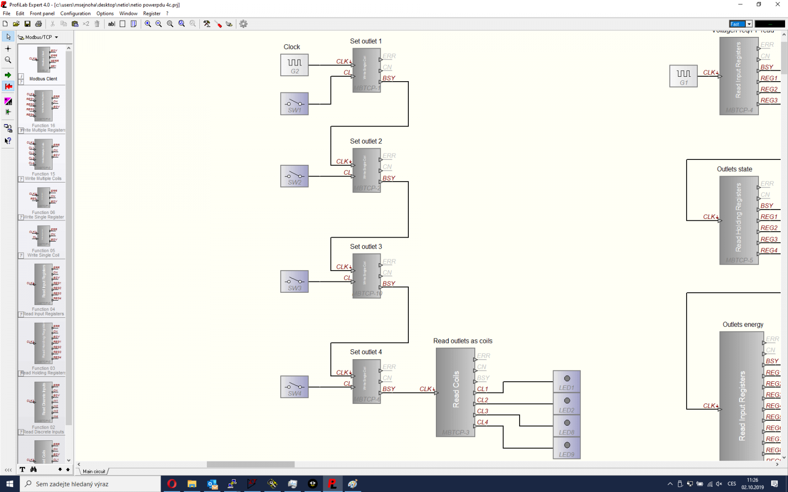 ProfiLab Expert Modbus NETIO driver Read output coils