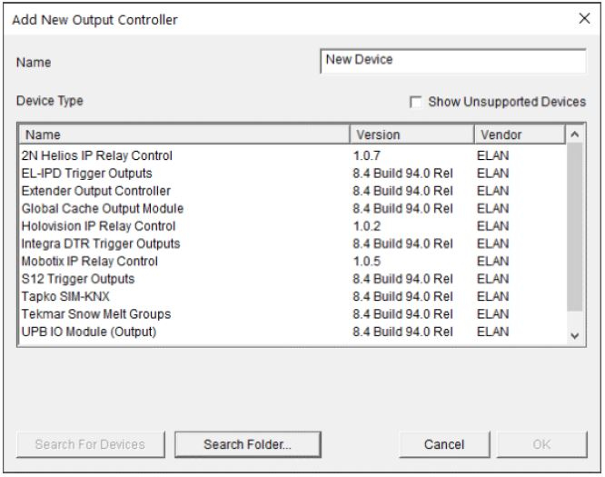 ELAN Configurator – Search Folder with driver