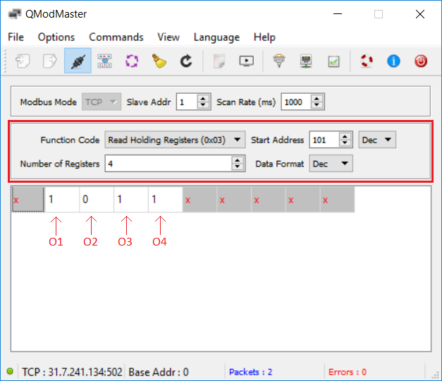 Holding Registers Reading
