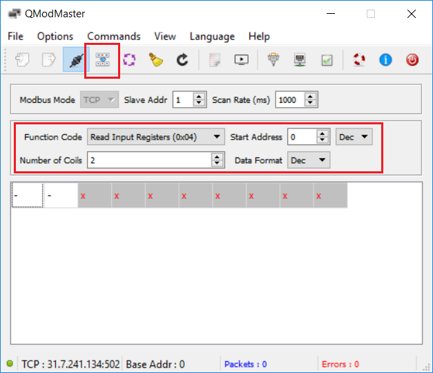 Input Registers Reading using Read/Write button