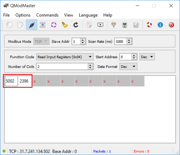 Two variables will show in the main field
