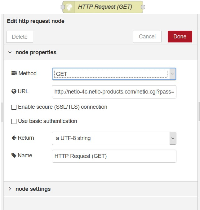 HTTP Request node in Node-RED