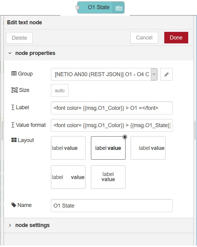 Text node in Node-RED