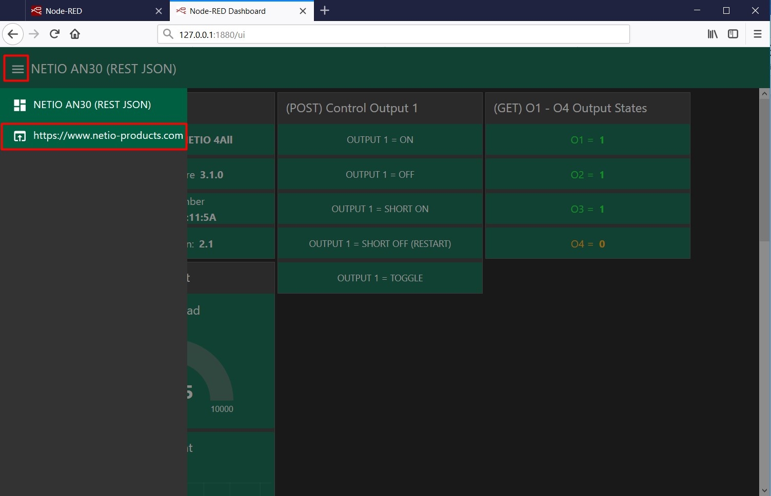 Dashboard of NETIO products