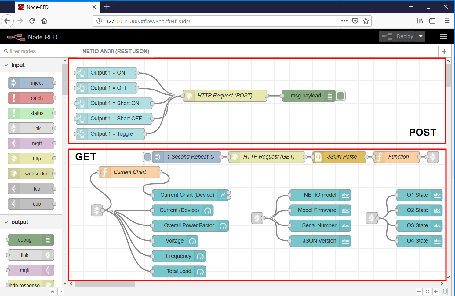 How does AN30 JSON REST flow work