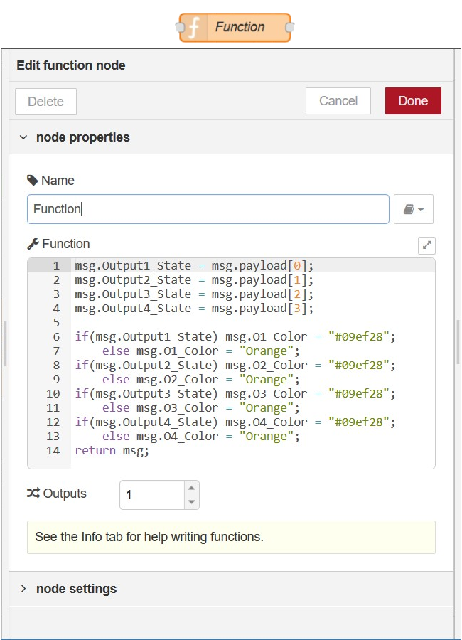 Function node in node-RED