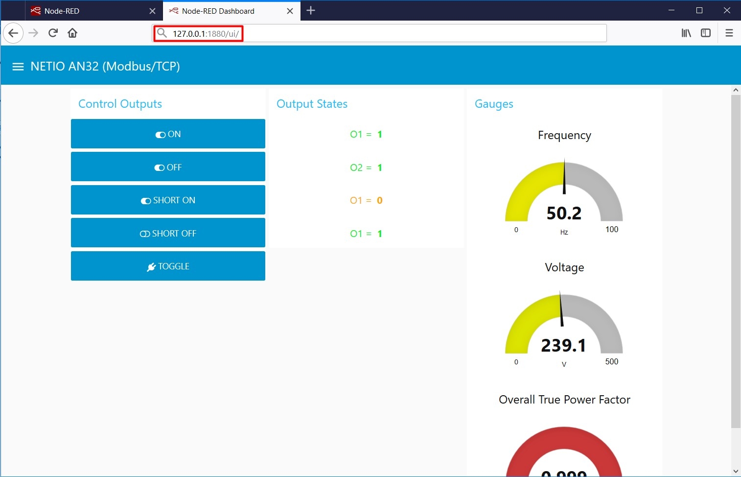 Dashboard IP address in node-RED