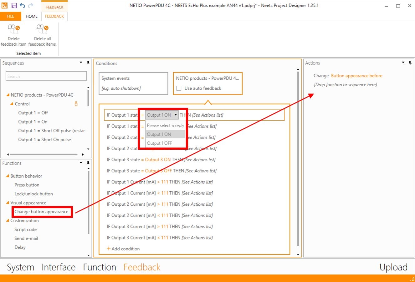 Neets Project Designer – Feedback, condition return value