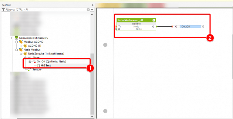 Loxone plan link to switch button Modbus TCP