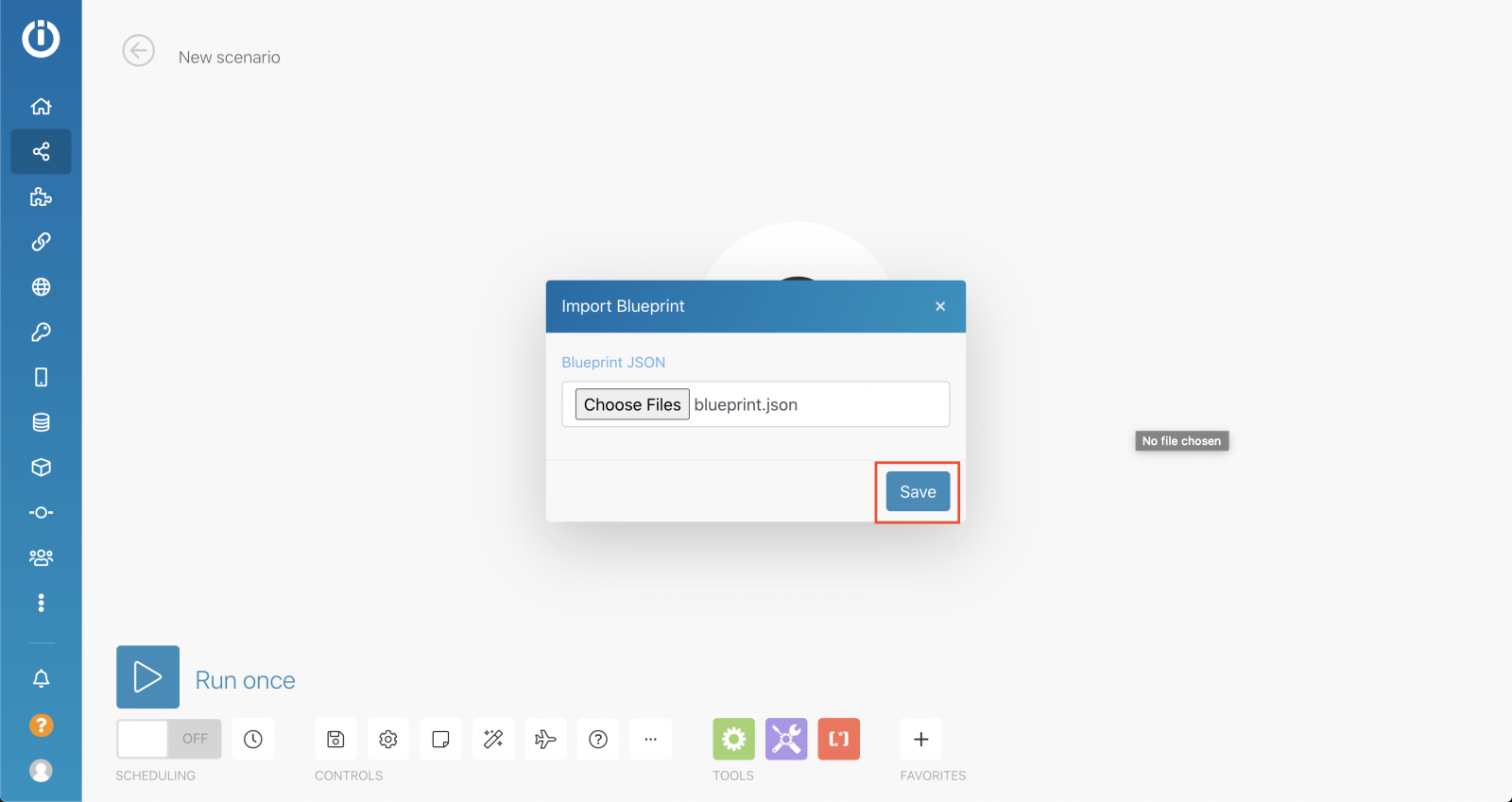 choosing file for import