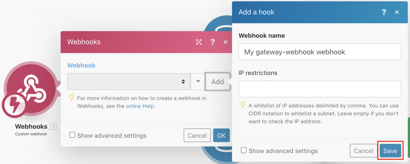 configuring webhook setup for receiving data from NETIO smart power socket