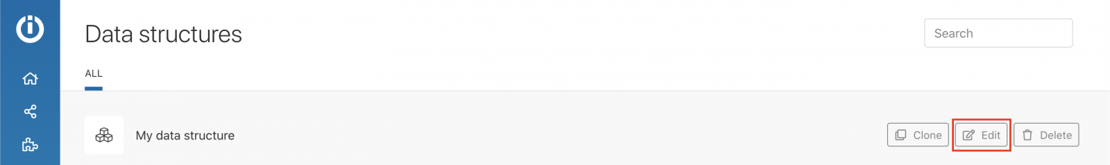 Data structures tab overview with highlighted edit button