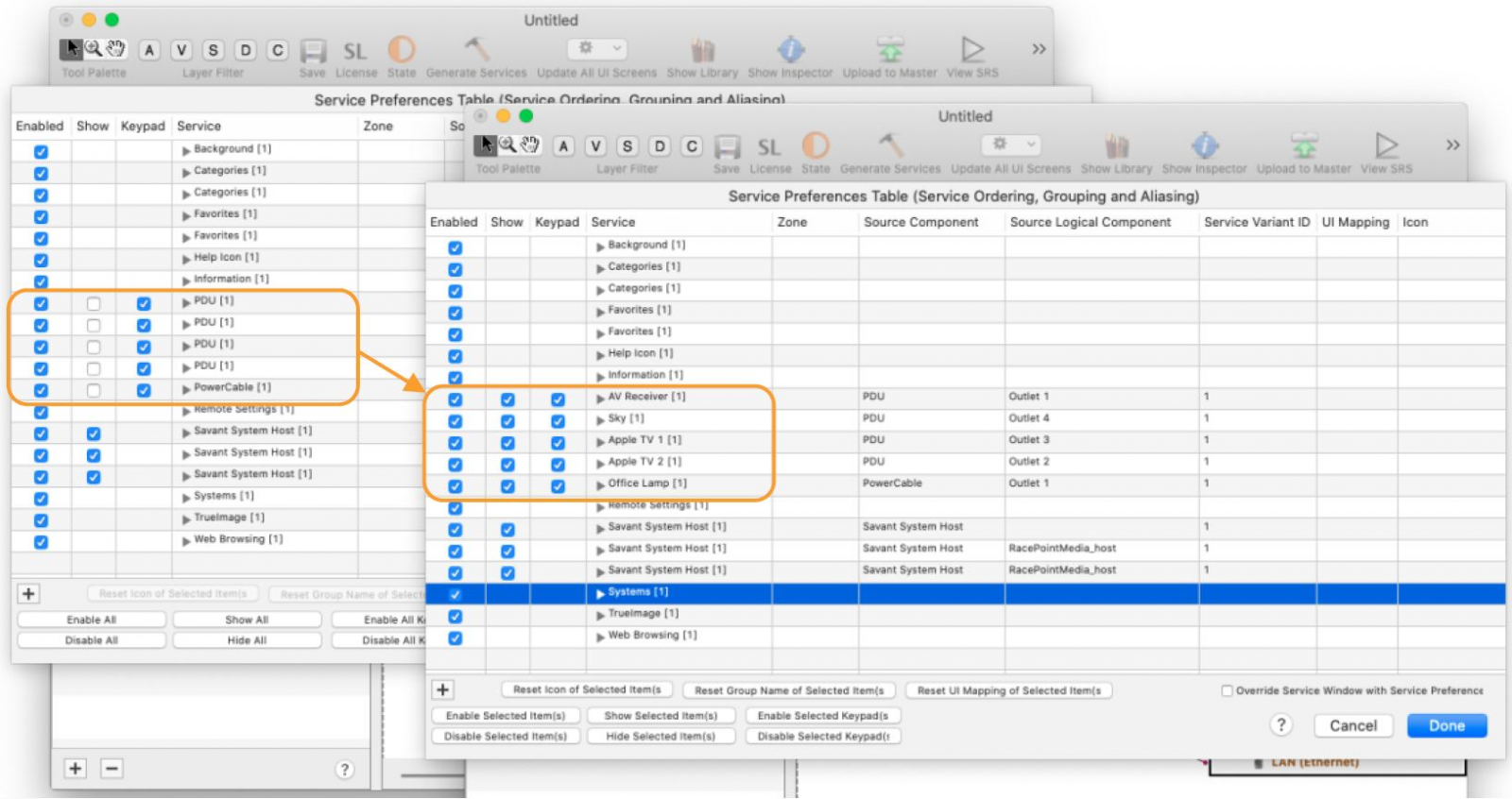 Savant – Service Preference Table
