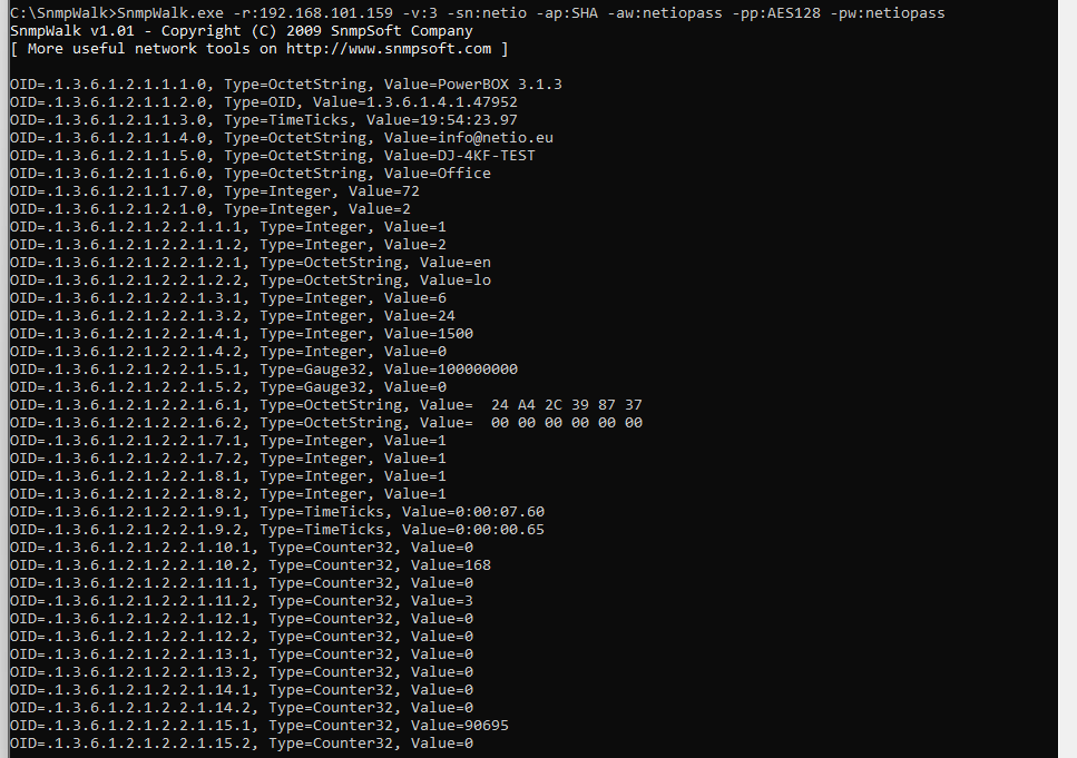 SnmpWalk ve Windows, SNMP v3