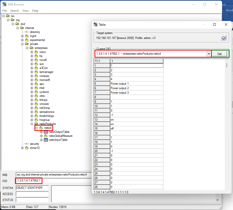 MIB Browser – snmpwalk