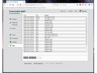 Event log in web interface of PowerCable REST 101x