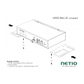 Universal metal brackets to fasten one NETIO 4C device e.g. to horizontal bars in a rack frame.