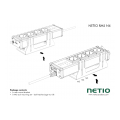 A metal bracket to fasten one NETIO 4 or NETIO 4All device to a vertical bar in a rack frame