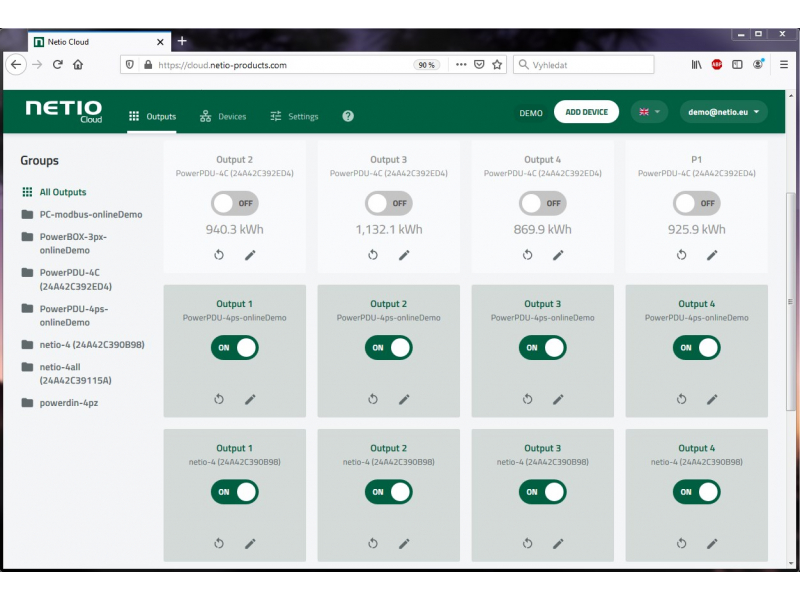 NETIO Cloud is a service for remote control of NETIO smart PDUs and power strips