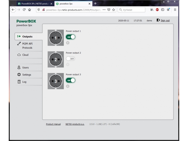 NETIO PowerBOX 3Px web inteface for remote controlling 230V