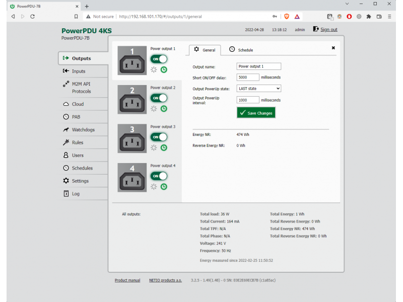 PowerUp state and PowerUp delay for sequence delayed switching can be confugured per output