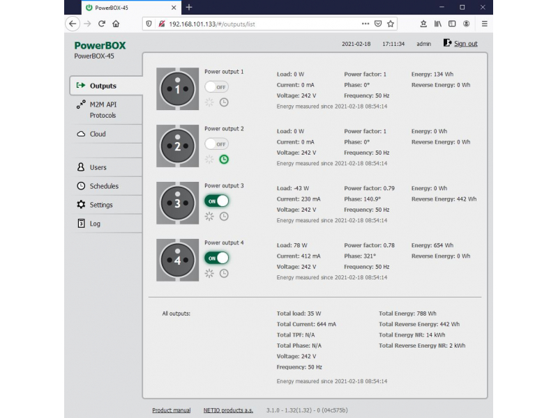 NETIO PowerBOX 4Kx - one output settings