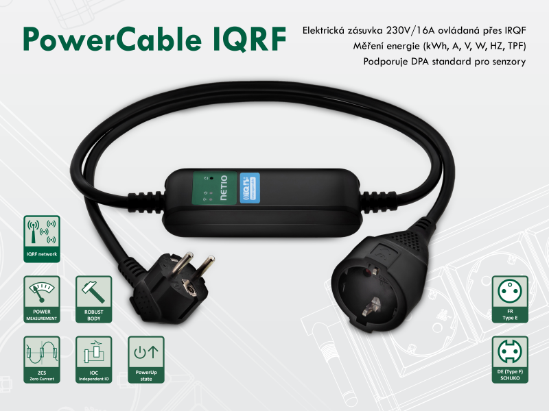 NETIO PowerCable IQRF LPWAN chytrá zásuvka s elektrickým měřením