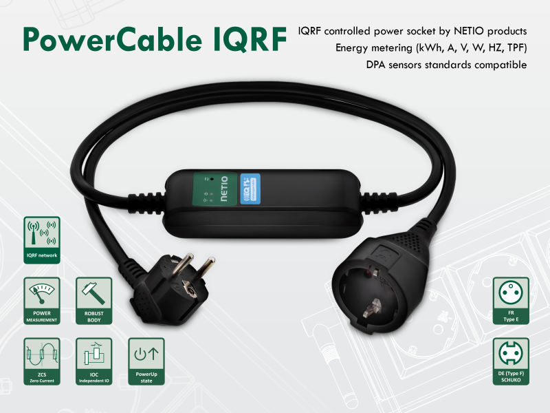 NETIO PowerCable IQRF WLAN power socket with power metering