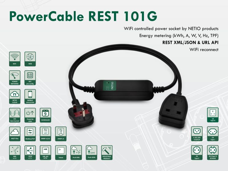Smart electrical cable NETIO PowerCable REST 101G