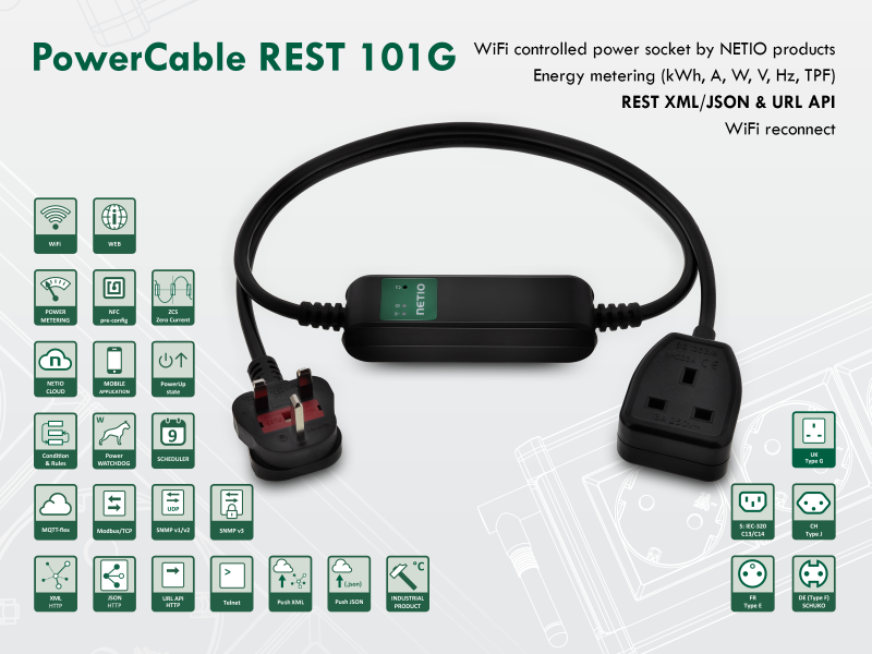 Smart electrical cable NETIO PowerCable REST 101G