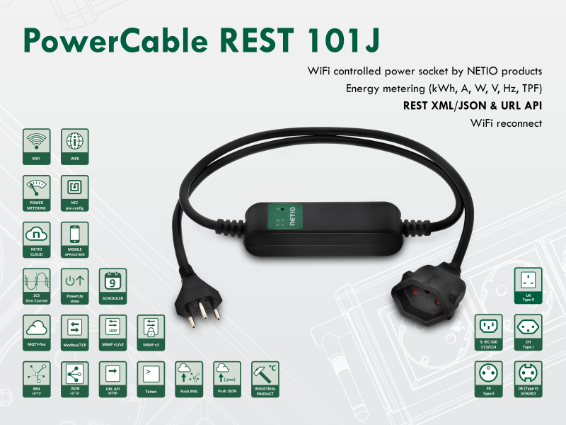 Smart electrical cable NETIO PowerCable REST 101J