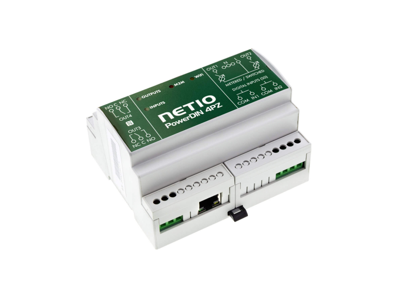 PowerDIN 4PZ NETIO smart electricity meter with RJ45 ethernet, LAN or WiFi connectivity