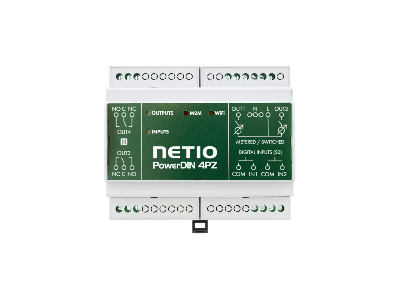 NETIO PowerDIN 4Pz smart electricity meter for 230V with two dry contact DI digital inputs