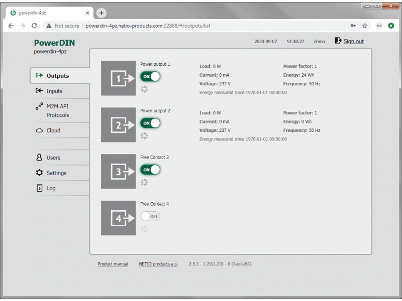 DO (Digital Outputs) 1 & 2 are two independently-metered 230V channels