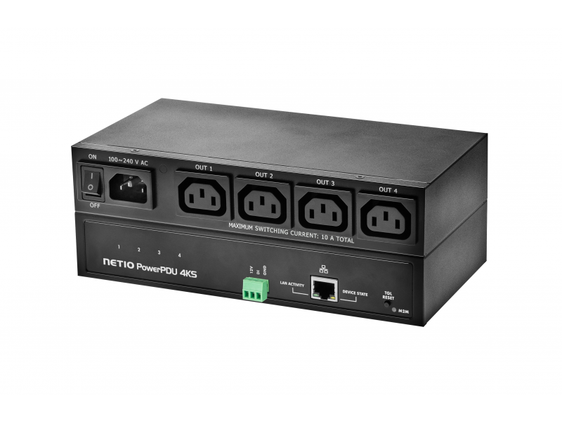 NETIO PowerPDU 4KS smart metered power distribution unit with Open API API controlled and switched Power Distribution Unit - MQTT, SNMP, Modbus and more