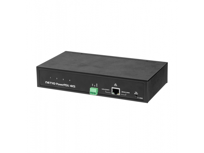 NETIO PowerPDU 4KS smart PDU with Open API such as SNMP, MQTT, Modbus, HTTP and more Smart switched PDU for remote restart of critical infrastructure LAN controlled
