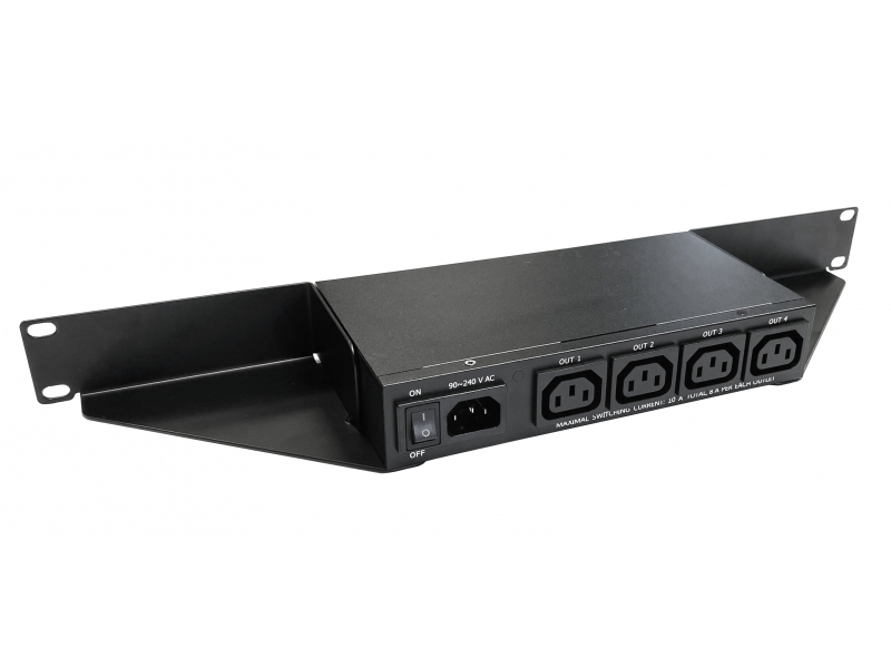 Back view of PowerPDU 4C with RM1 rack mount kit