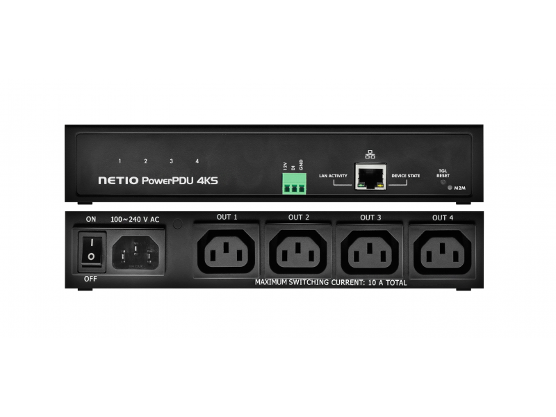 NETIO PowerPDU 4KS NETIO power distribution unit remote controlled via M2M API Smart PDU controlled via web, M2M API, mobile app, NETIO Cloud ready for integrations