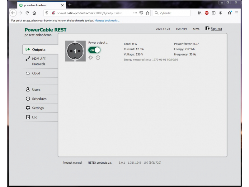 Web controlled power socket NETIO PowerCable REST 101x